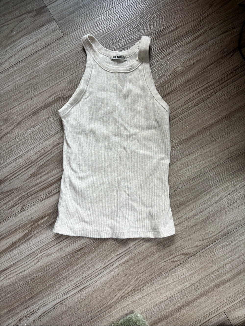 Buck Mason Tank Top - Cream and Ribbed, Thick size Small in EUC